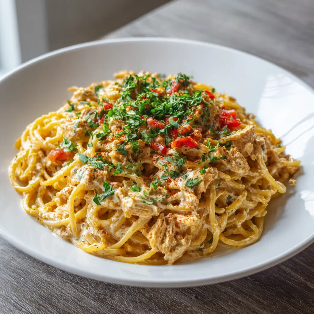 Creamy Cajun Turkey Spaghetti