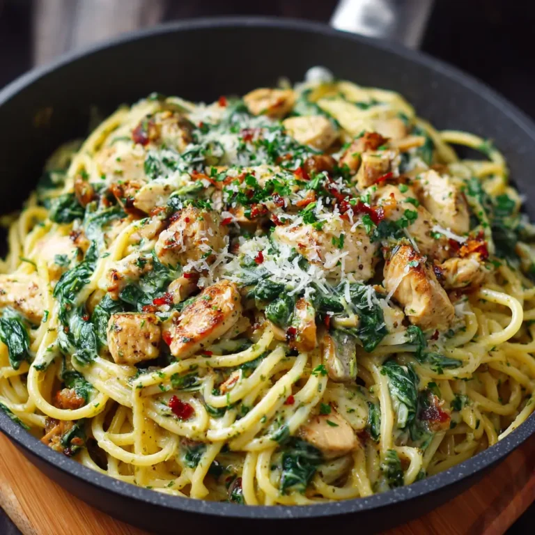 Creamy Spinach Chicken Spaghetti