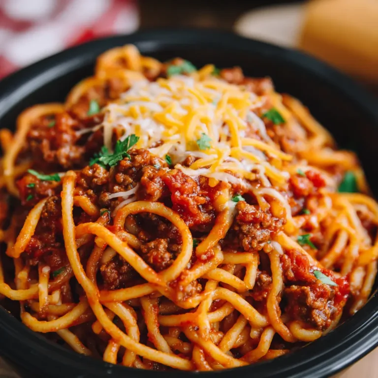 Crockpot Cheesy Spaghetti