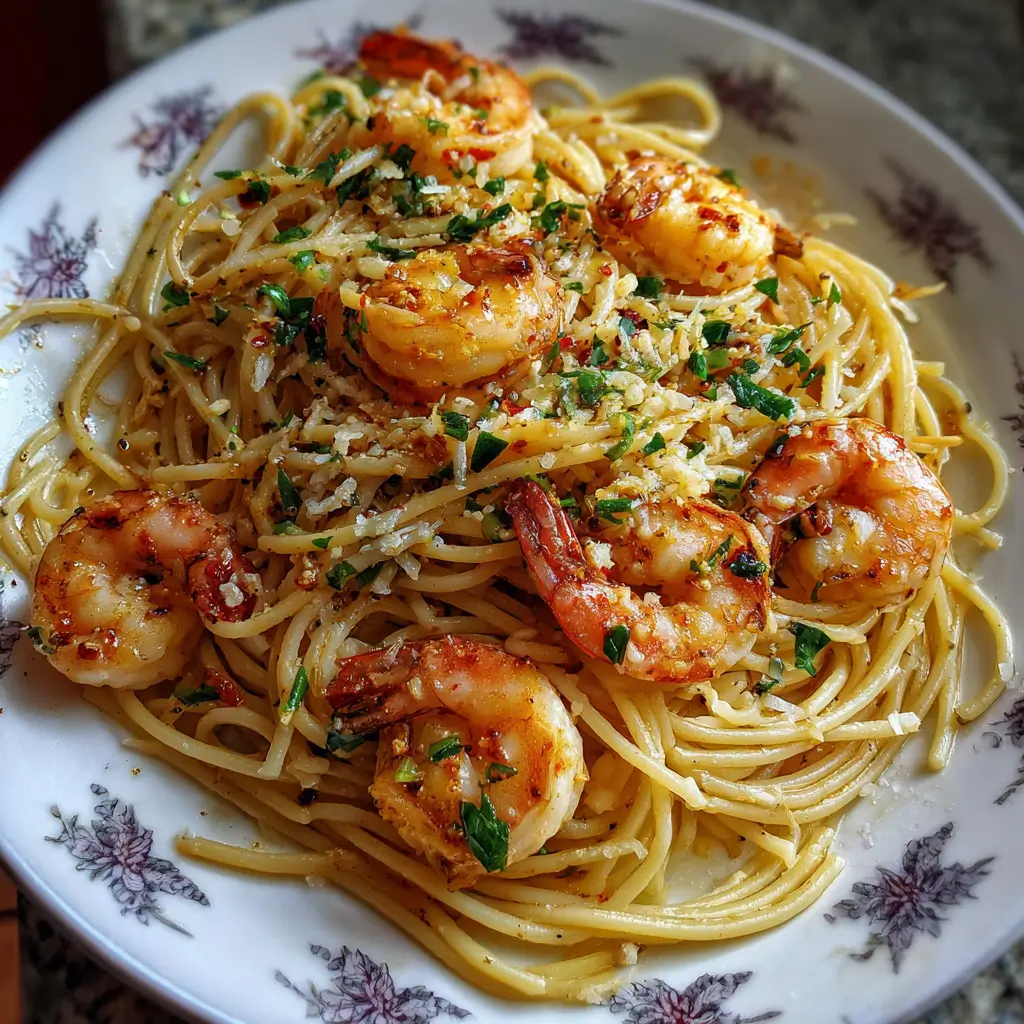 Garlic Butter Shrimp Spaghetti