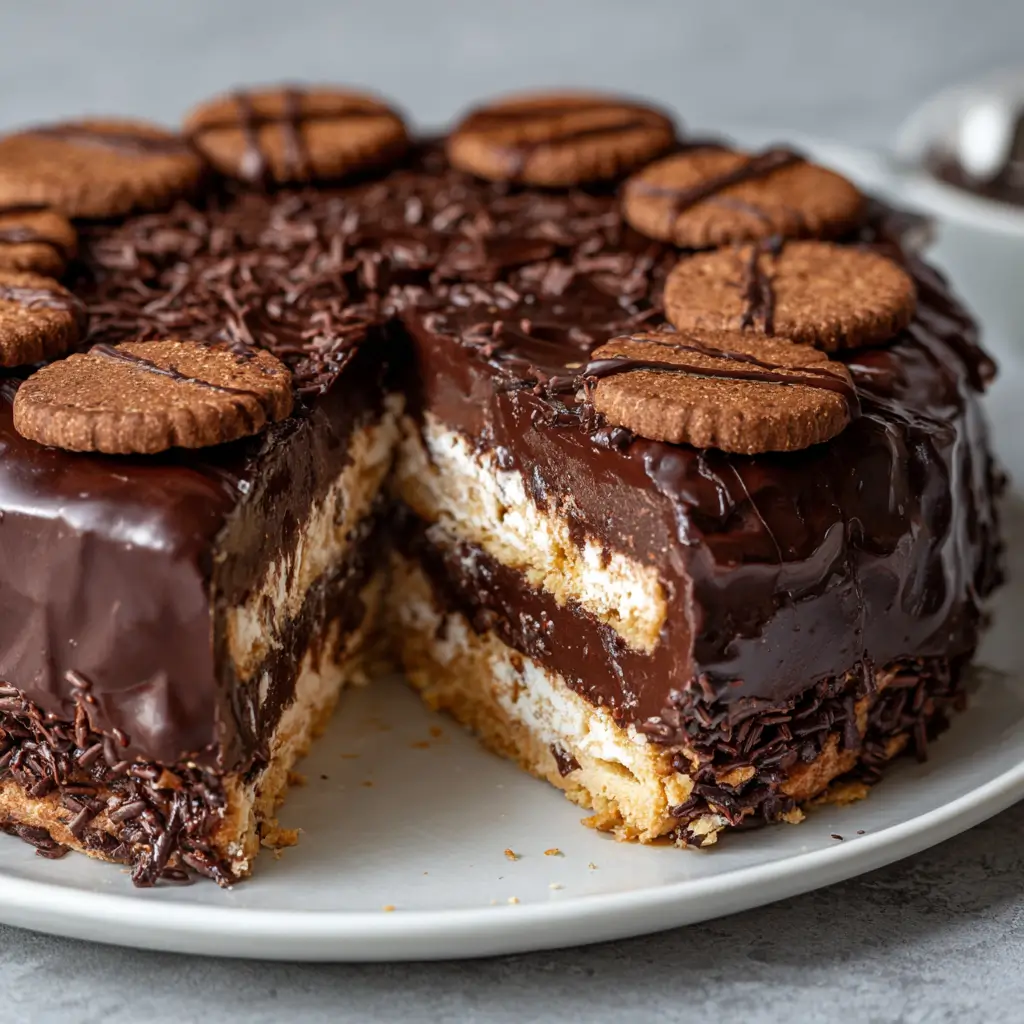 No-Bake Chocolate Biscuit Cake