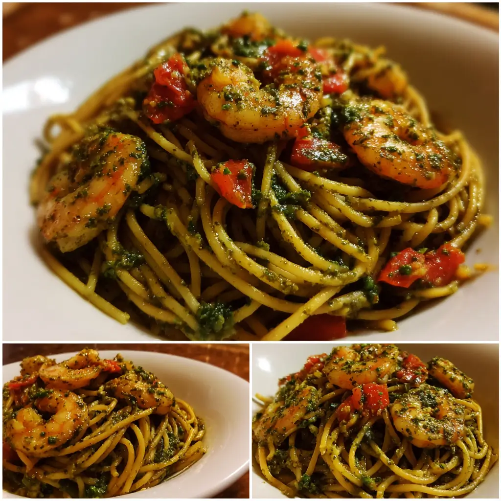 Pesto Shrimp Spaghetti