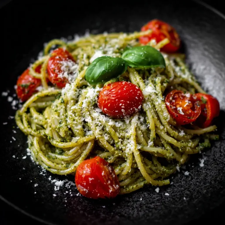 Pesto Spaghetti with Cherry Tomatoes