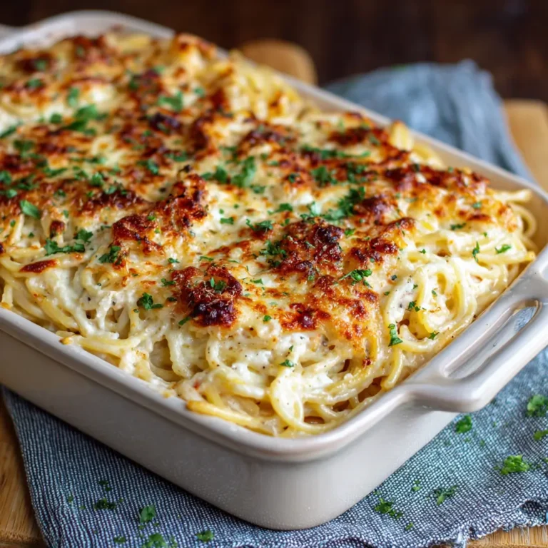 Spaghetti Alfredo Bake