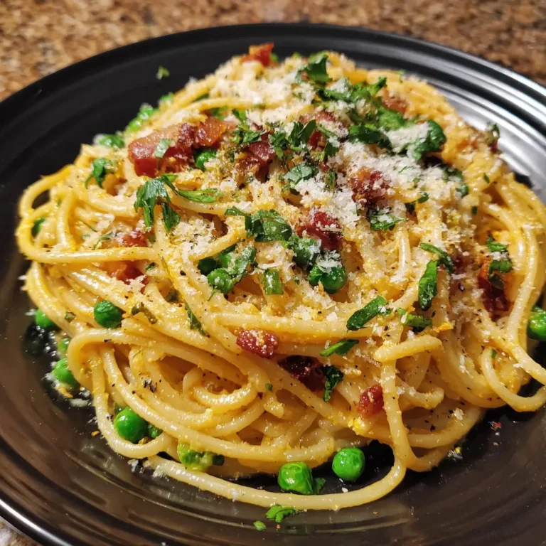 Spaghetti Carbonara with Peas