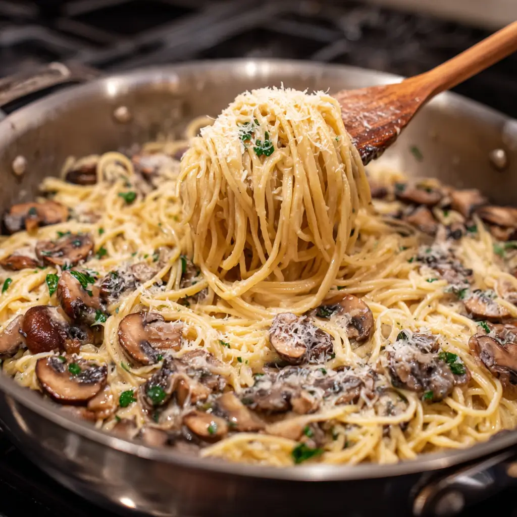 Spaghetti with Creamy Mushroom Sauce