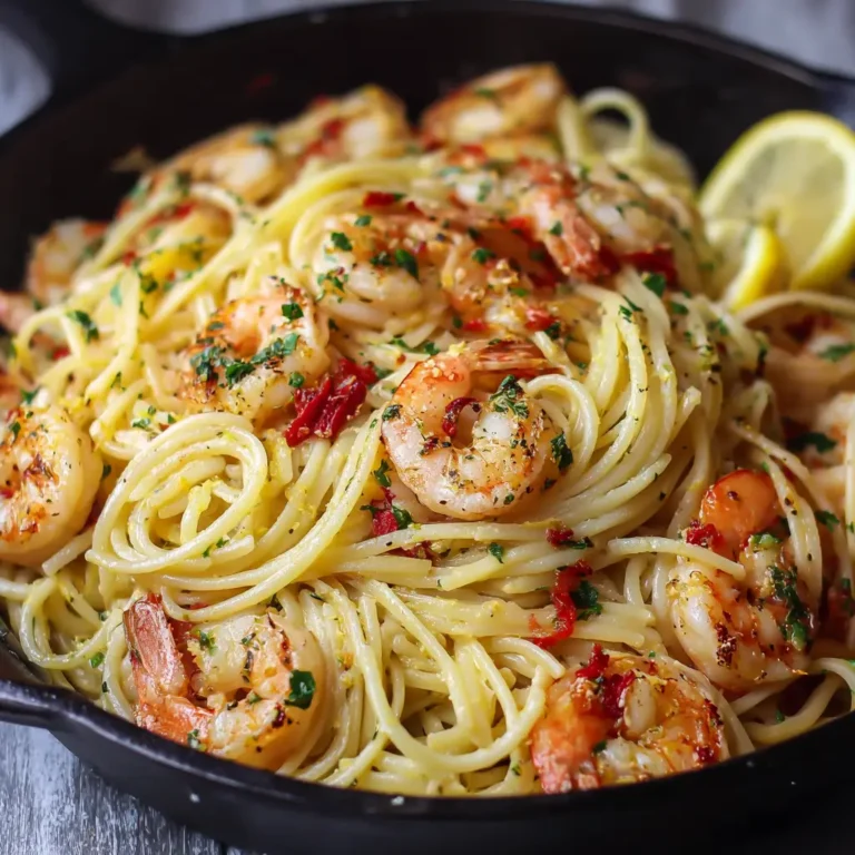 Spaghetti with Lemon Garlic Butter Shrimp