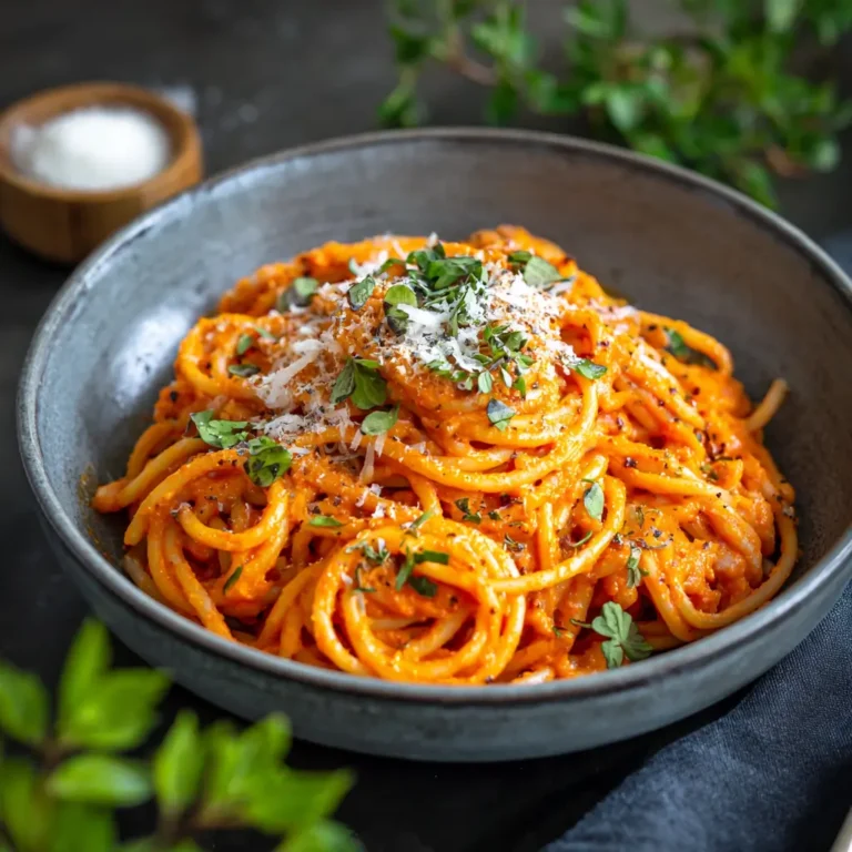 Spaghetti with Roasted Red Pepper Sauce