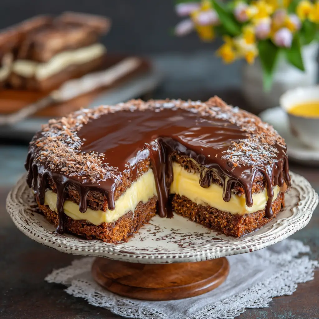 Viral Chocolate Custard Cake