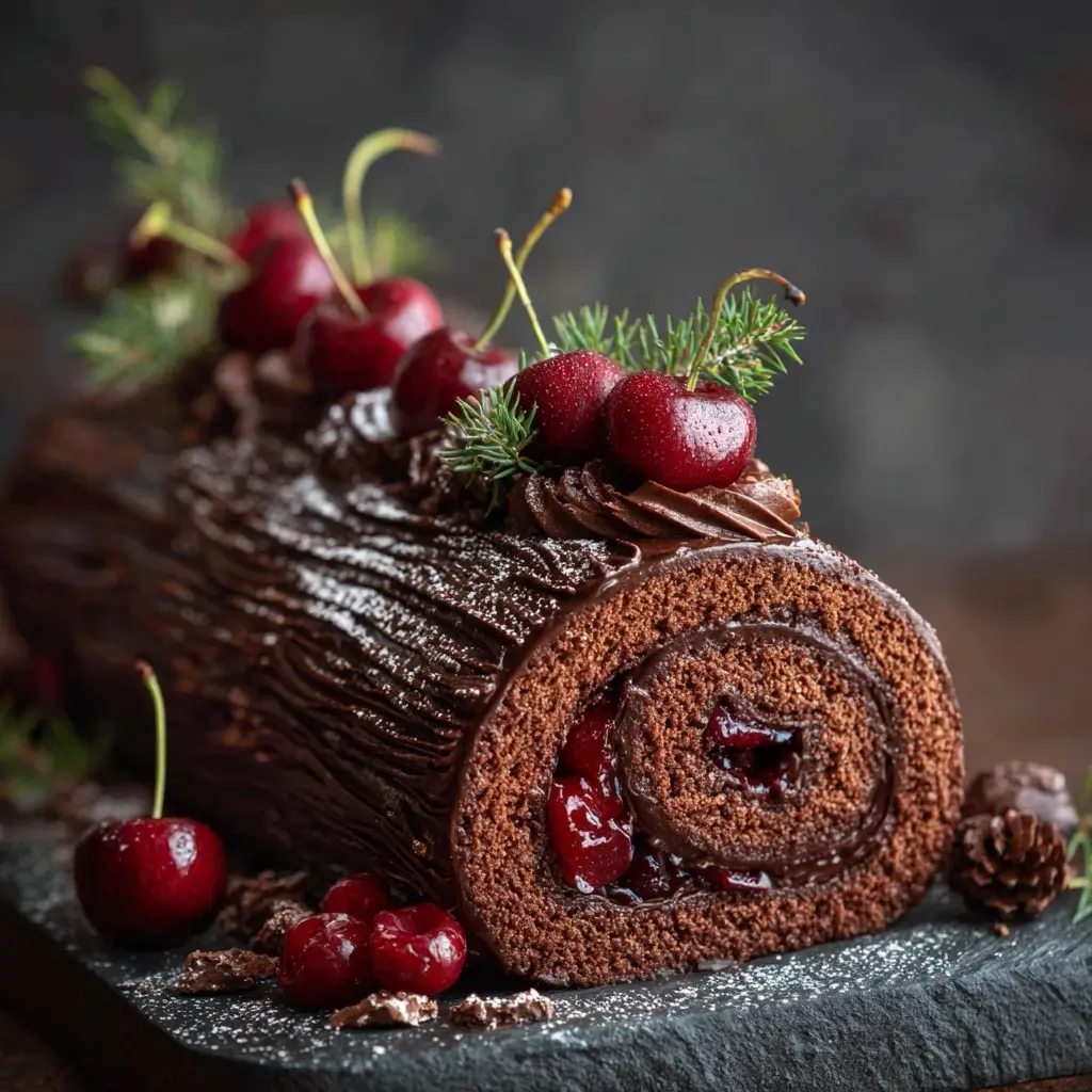 Chocolate Cherry Yule Log