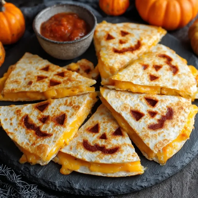 Easy Jack-o-lantern Cheese Quesadillas