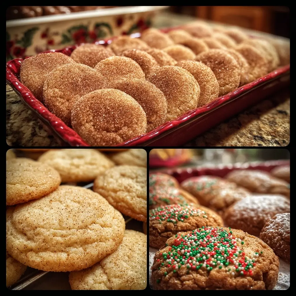 Festive Holiday Cookies (mixed batch: sugar, snickerdoodle, ginger)