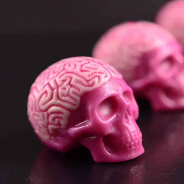 Pink Brain Mousse in White Chocolate Skulls