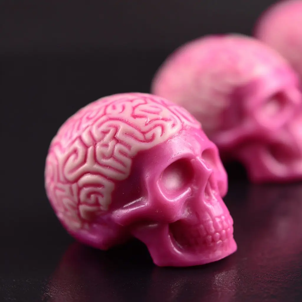 Pink Brain Mousse in White Chocolate Skulls