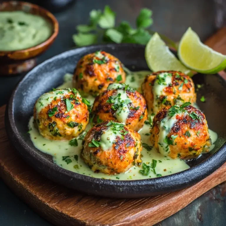 Salmon Balls with Creamy Avocado Sauce: Baked Salmon Balls with Creamy Avocado Sauce