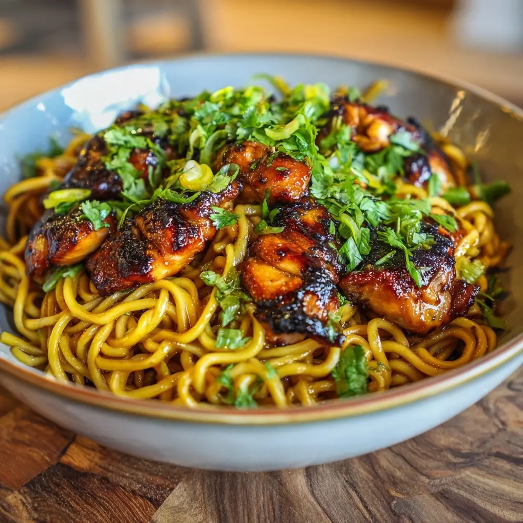 Sticky Garlic Chicken Noodles