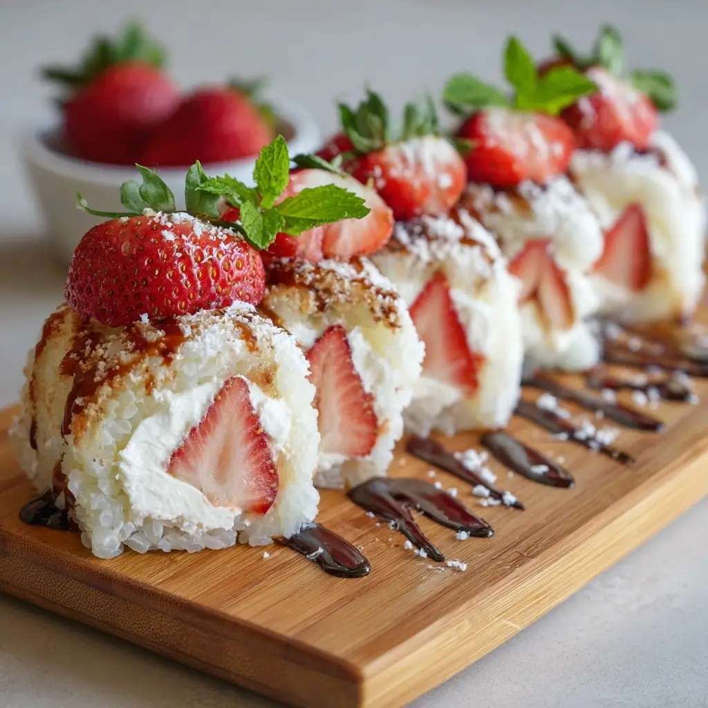 Strawberry Shortcake Sushi Rolls