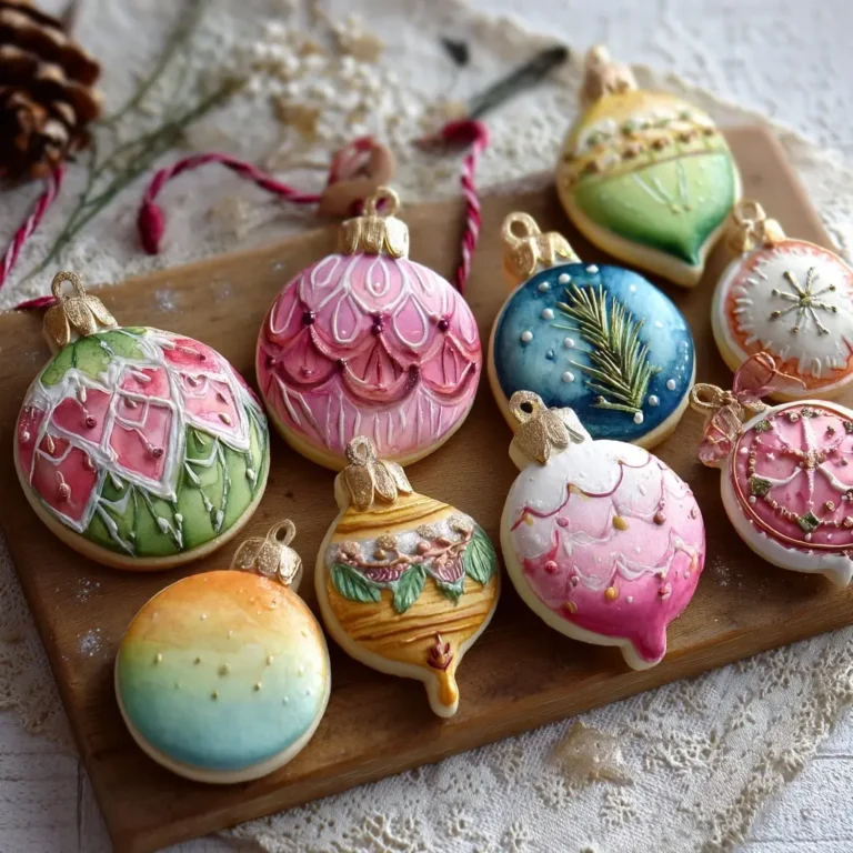 Watercolor Christmas Ornament Cookies