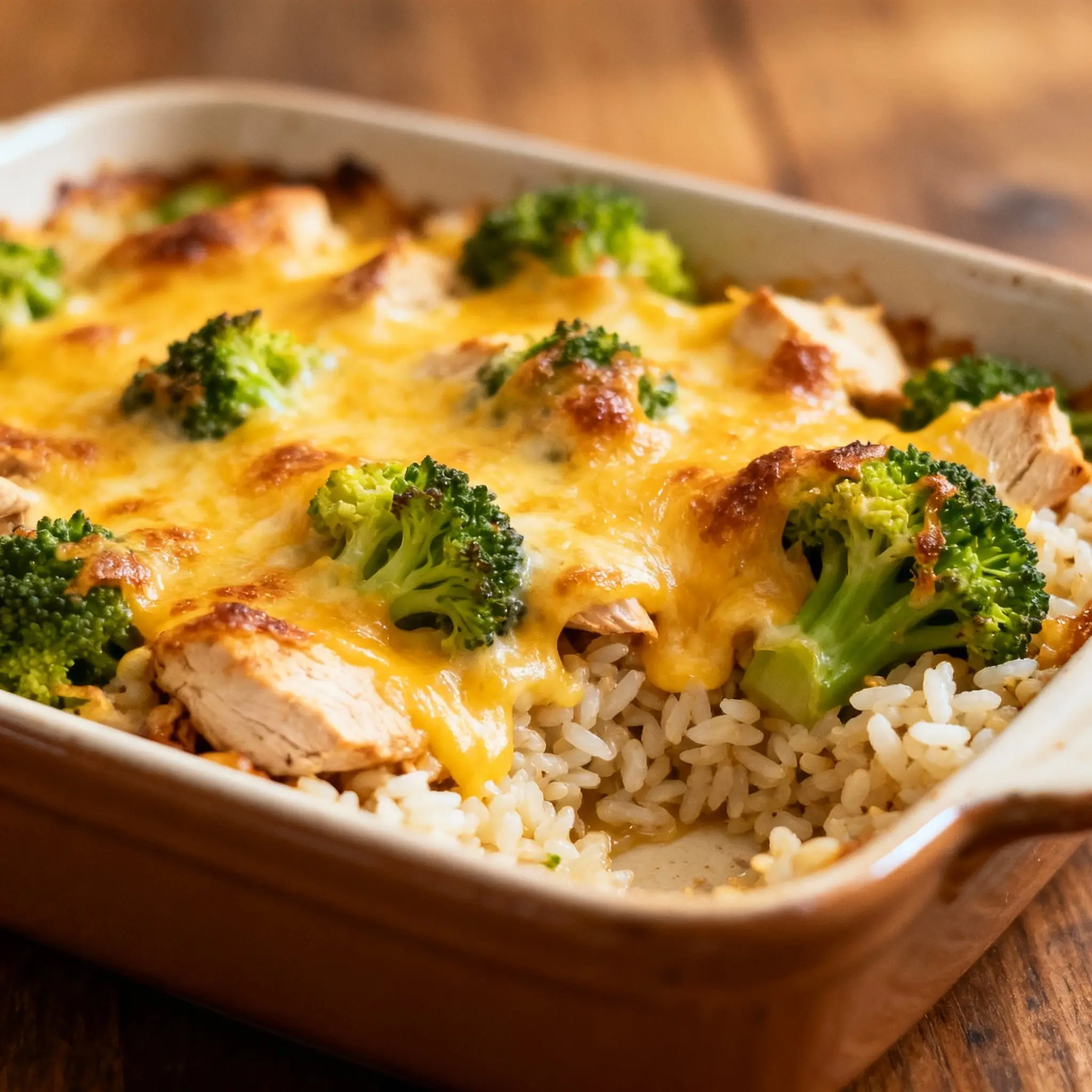 Cheesy Chicken Broccoli Rice Bake