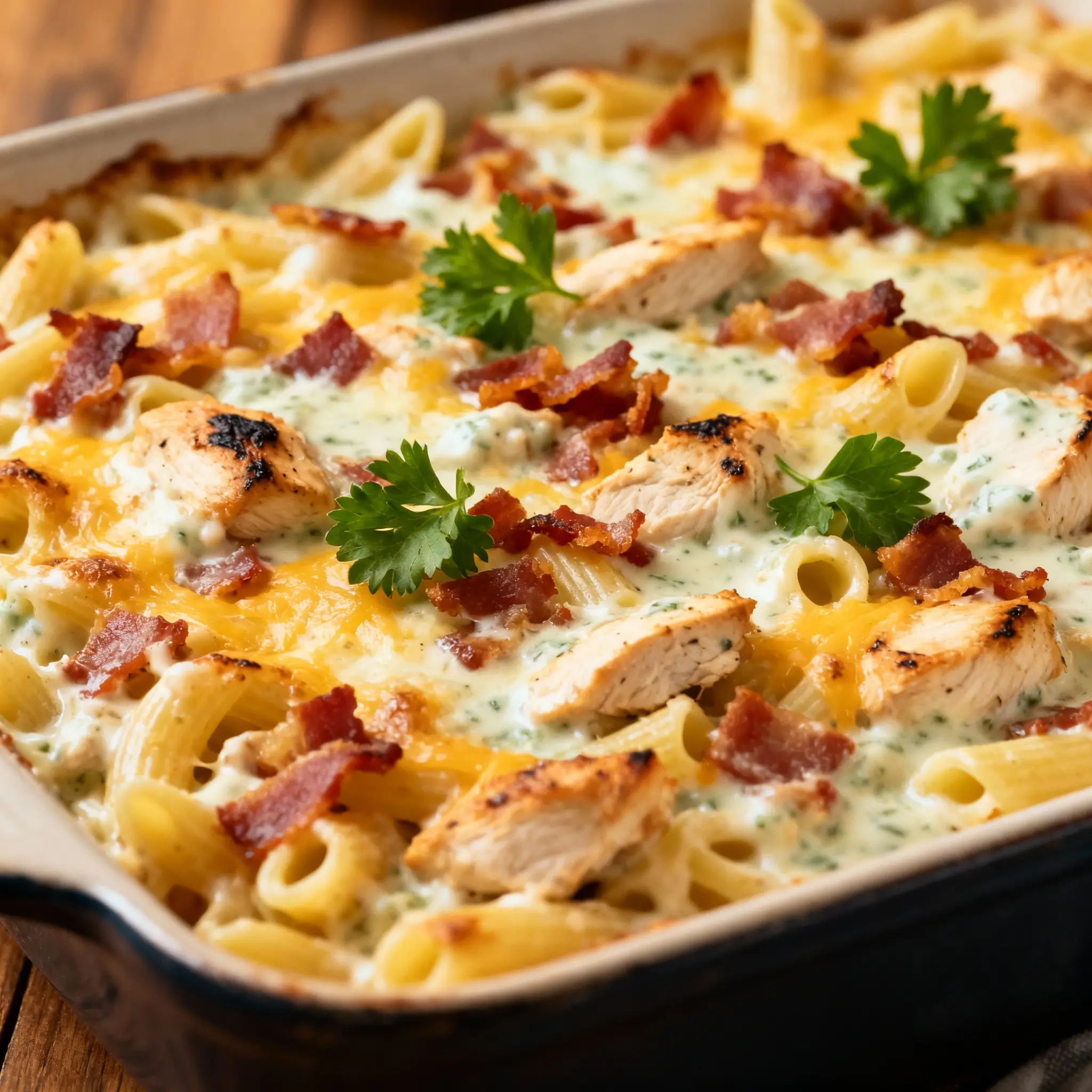 Chicken Bacon Ranch Pasta Bake