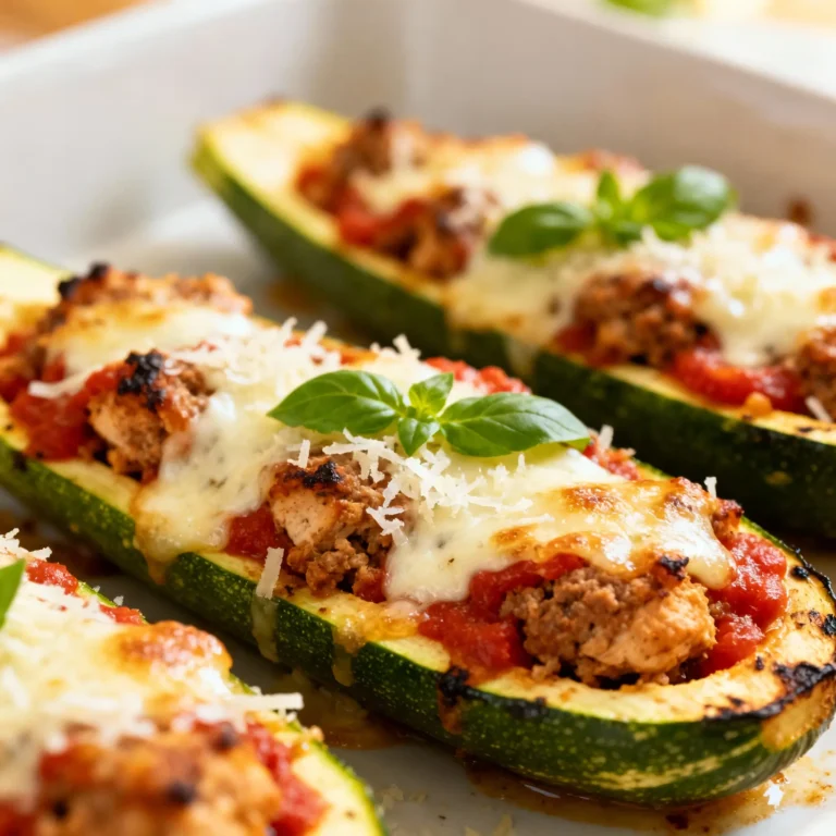Chicken Parmesan Stuffed Zucchini Boats