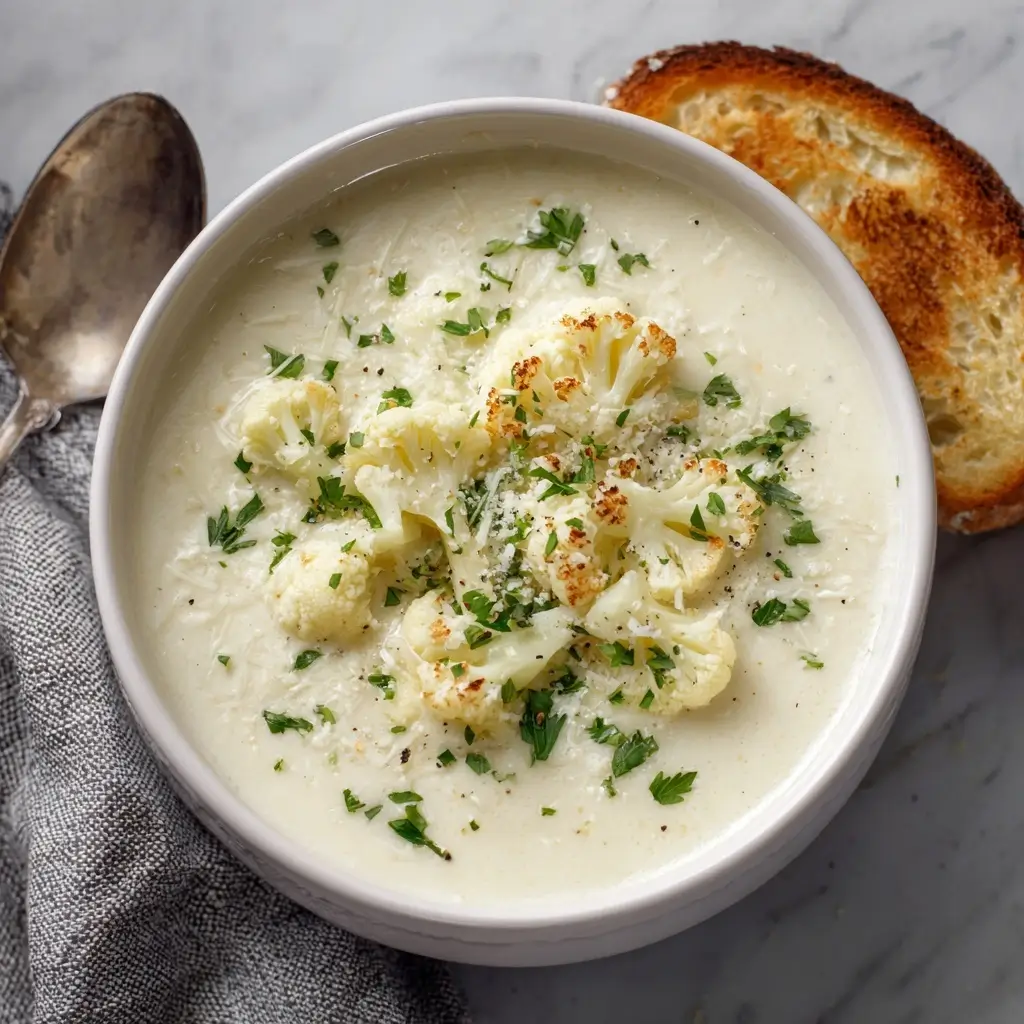 Creamy Cauliflower Alfredo Soup