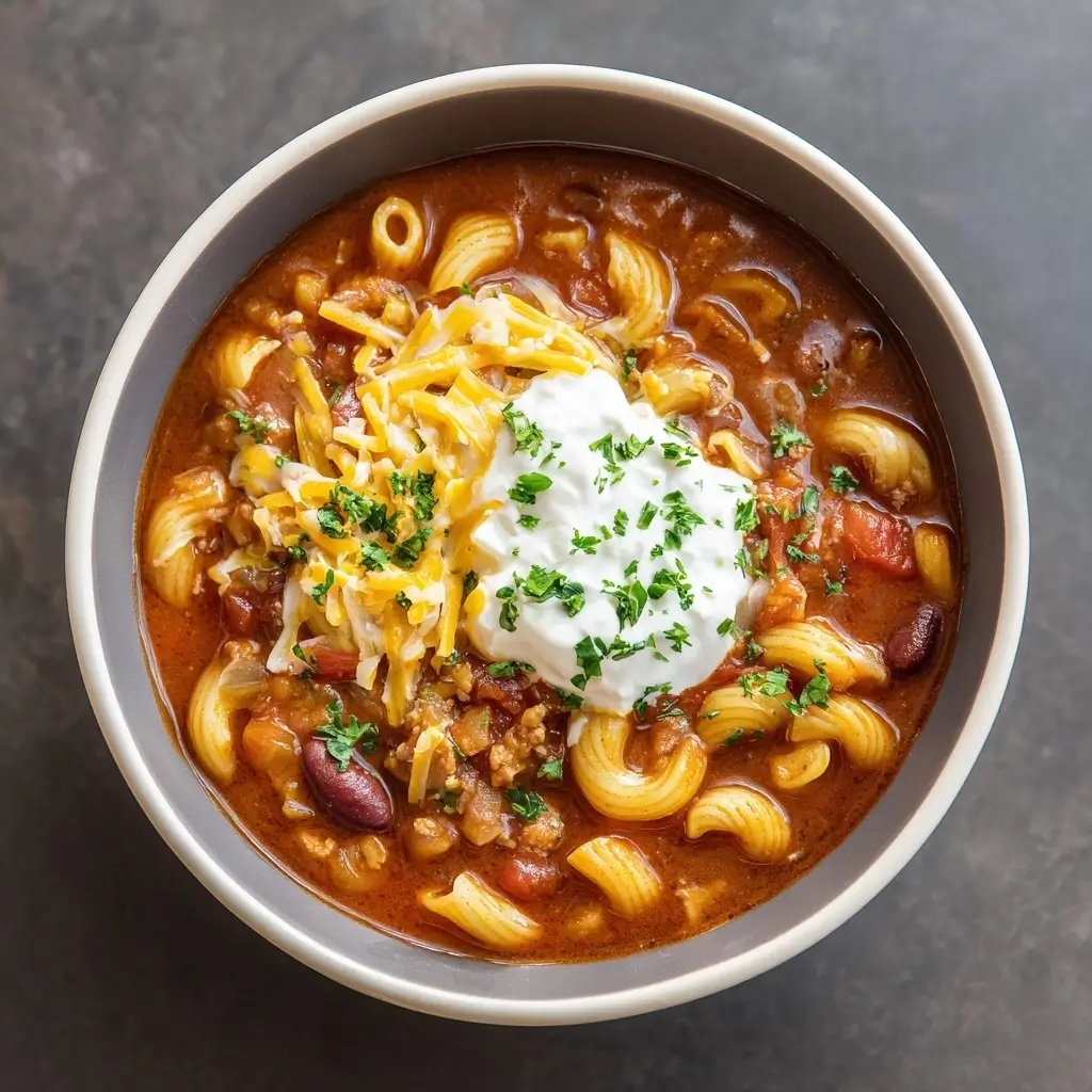 One-Pot Chili Mac Soup
