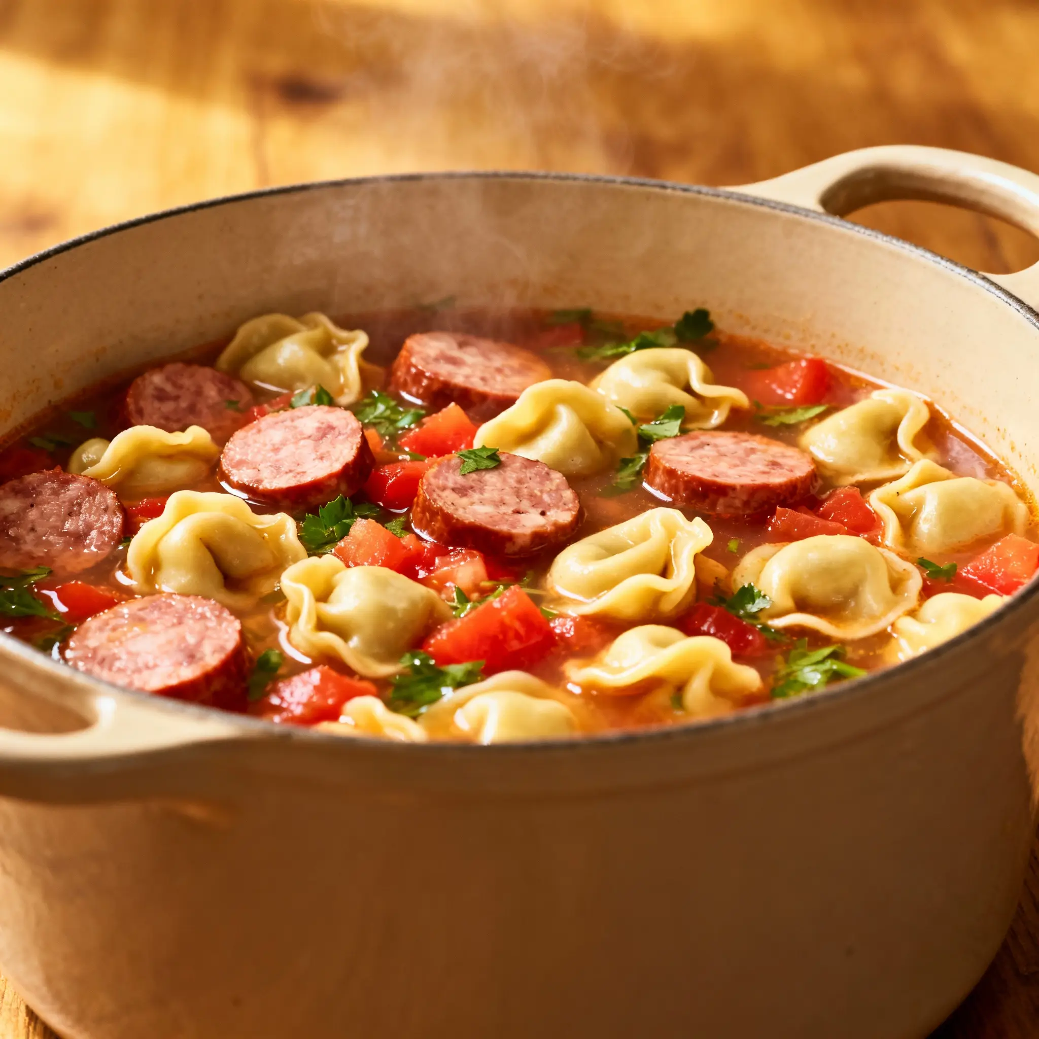 One-Pot Italian Sausage Tortellini Soup