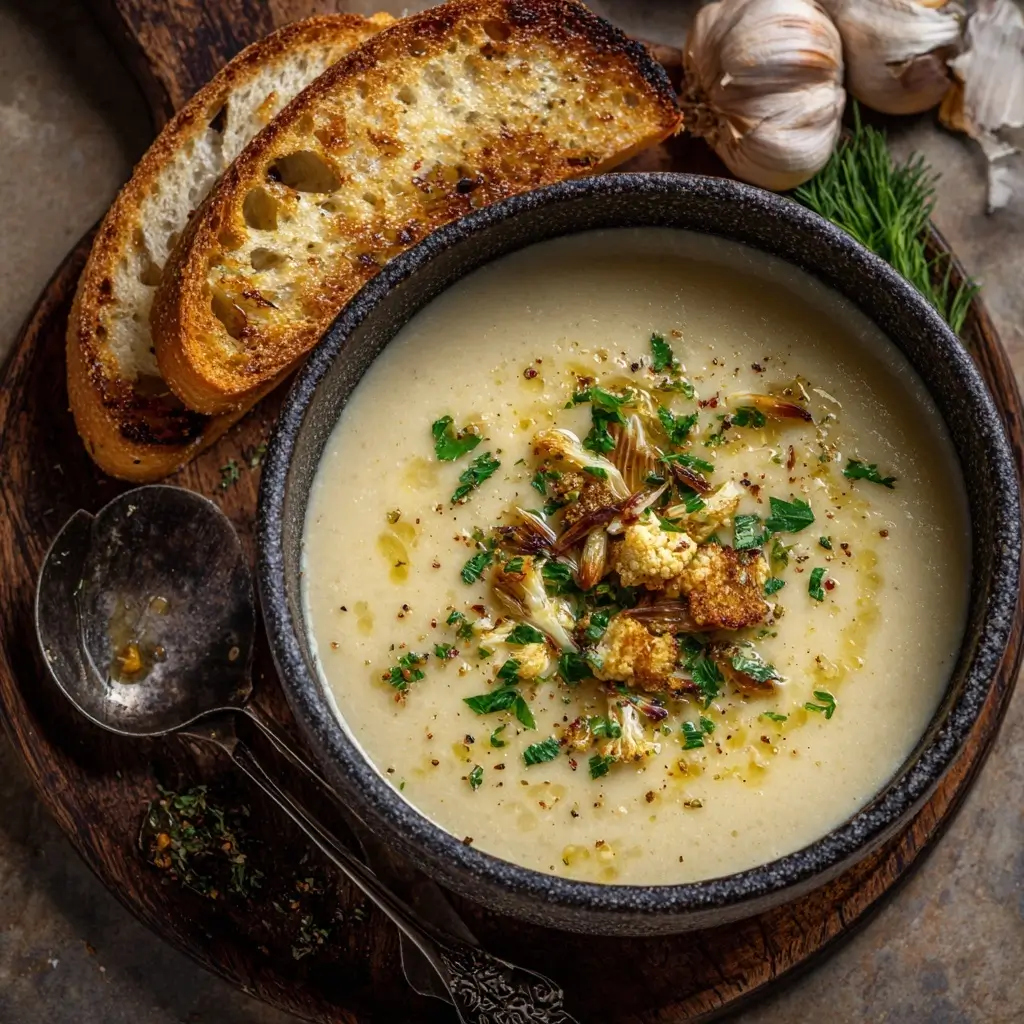 Roasted Garlic & Cauliflower Soup