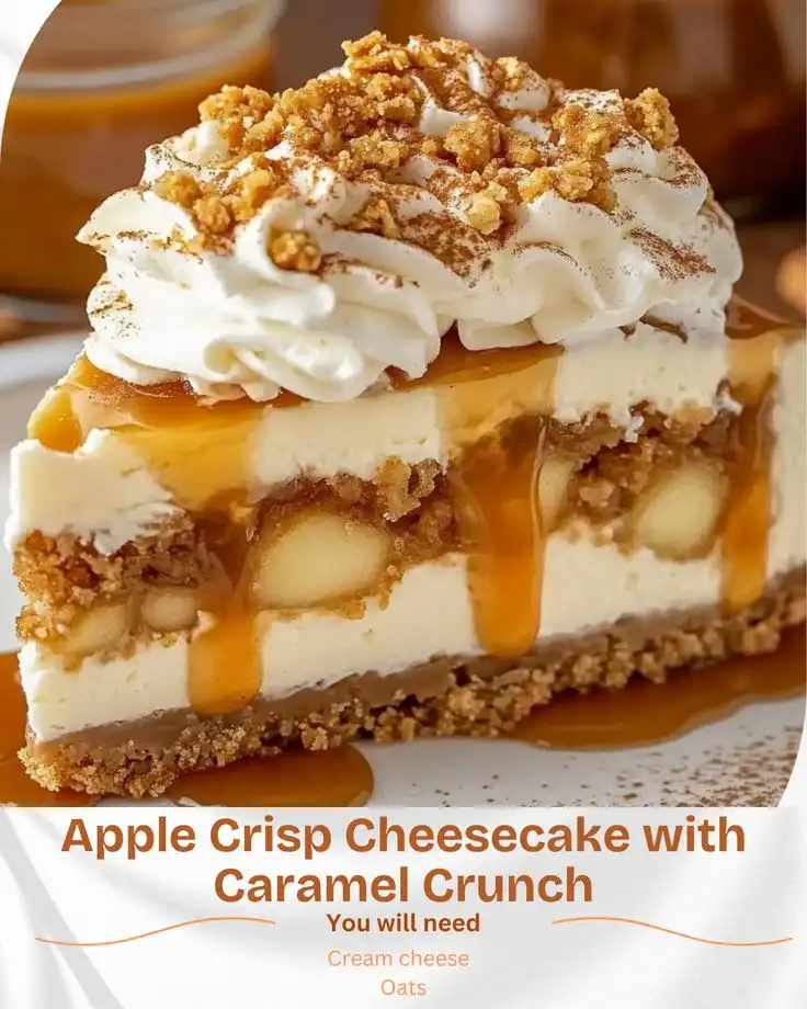 Apple Crisp Cheesecake with Caramel Crunch