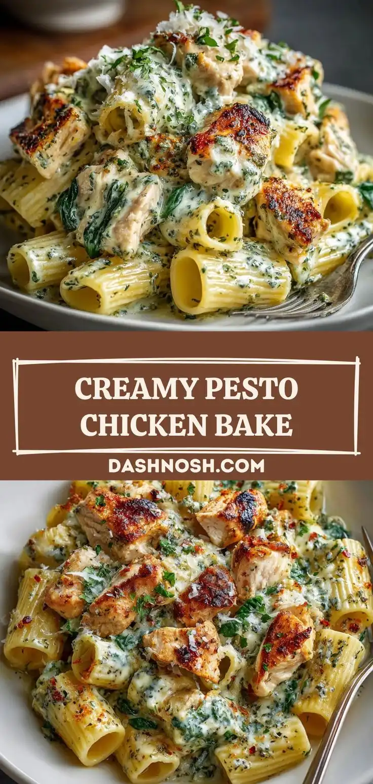 Creamy Pesto Chicken Pasta Bake