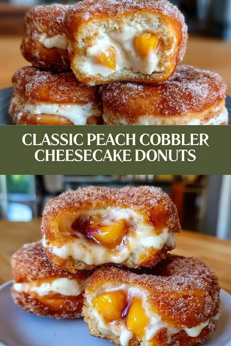 Classic Peach Cobbler Cheesecake Donuts