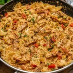 Creamy cajun chicken bowtie pasta skillet