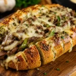 Cheesesteak stuffed garlic loaf