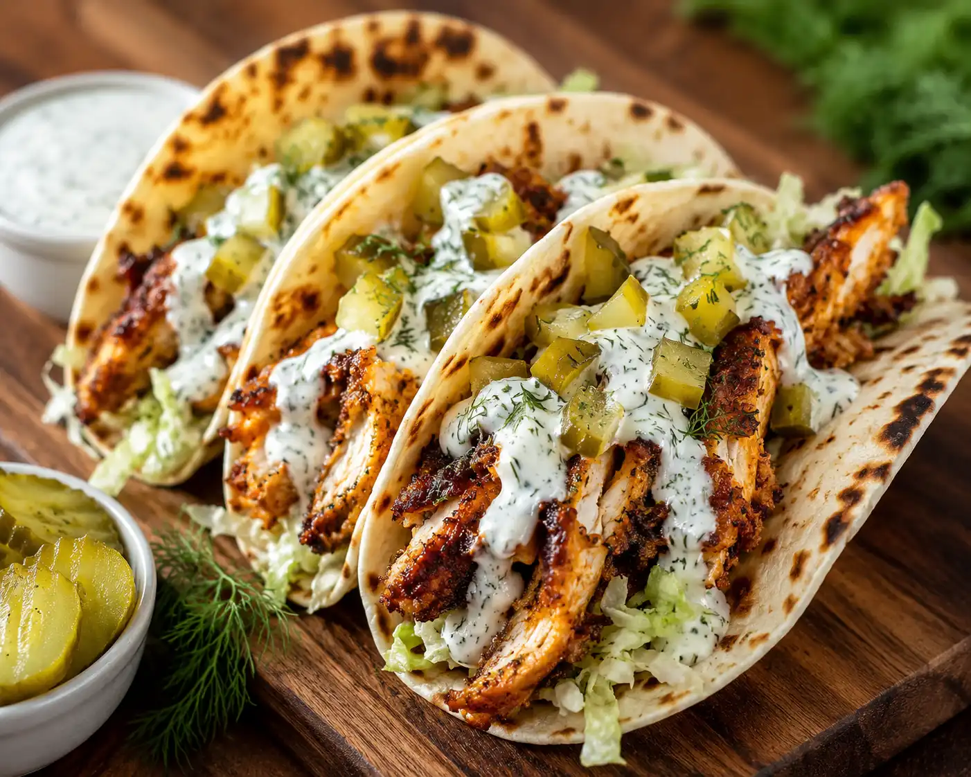 Easy Dill Pickle Ranch Smash Chicken Tacos